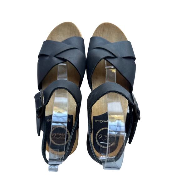 No. 6 Store Shelby Clog on Mid Wedge in Black Leather Size 38 - Picture 4 of 8